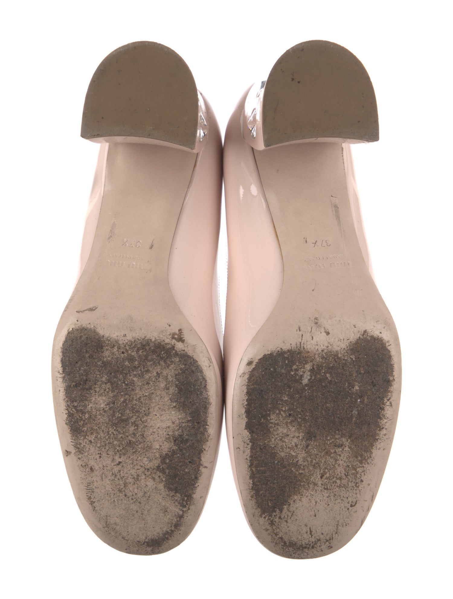 Miu Miu Patent Leather Crystal Embellishments Pumps